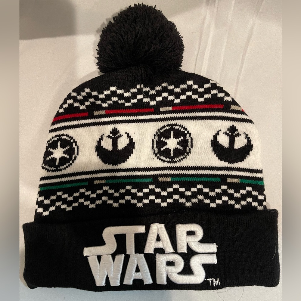 Star Wars Imperial Rebel Fairisle Black Cuffed Knit Cap Beanie hat